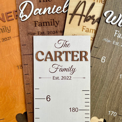 Personalized Family Growth Chart: Wooden Baby Height Ruler, Nursery Decor