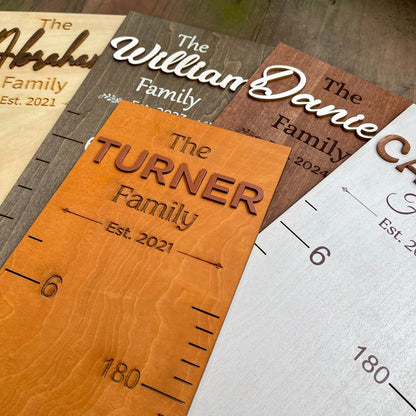 Personalized Wood Growth Chart: Family Name Nursery Decor