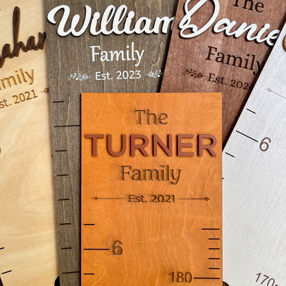 Personalized Wood Growth Chart: Family Name Nursery Decor