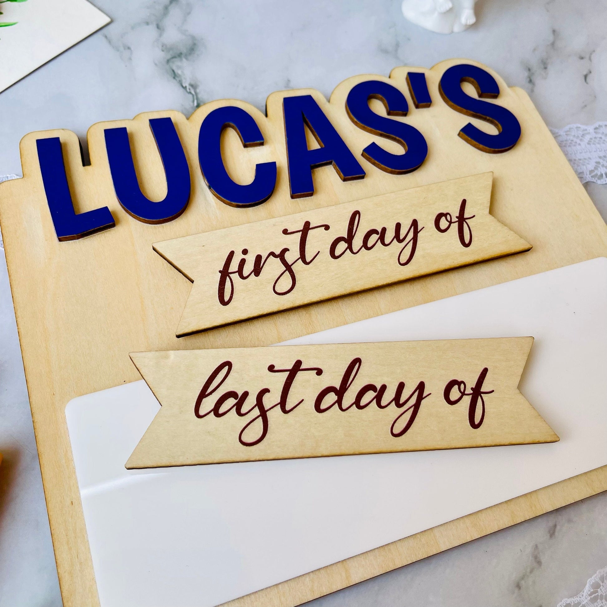 Personalized First Day of School Sign: Reusable Wood School Photo Prop