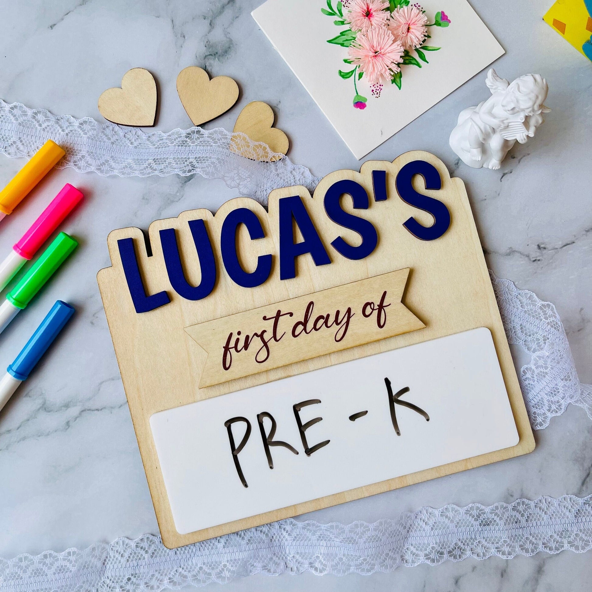 Personalized First Day of School Sign: Reusable Wood School Photo Prop