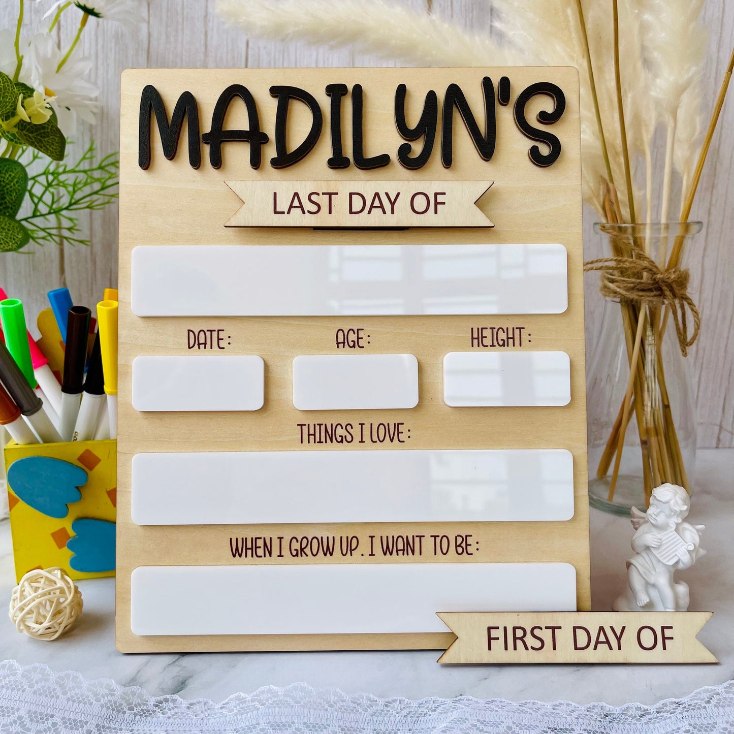 Personalized First Day of School Sign: Reusable Photo Prop