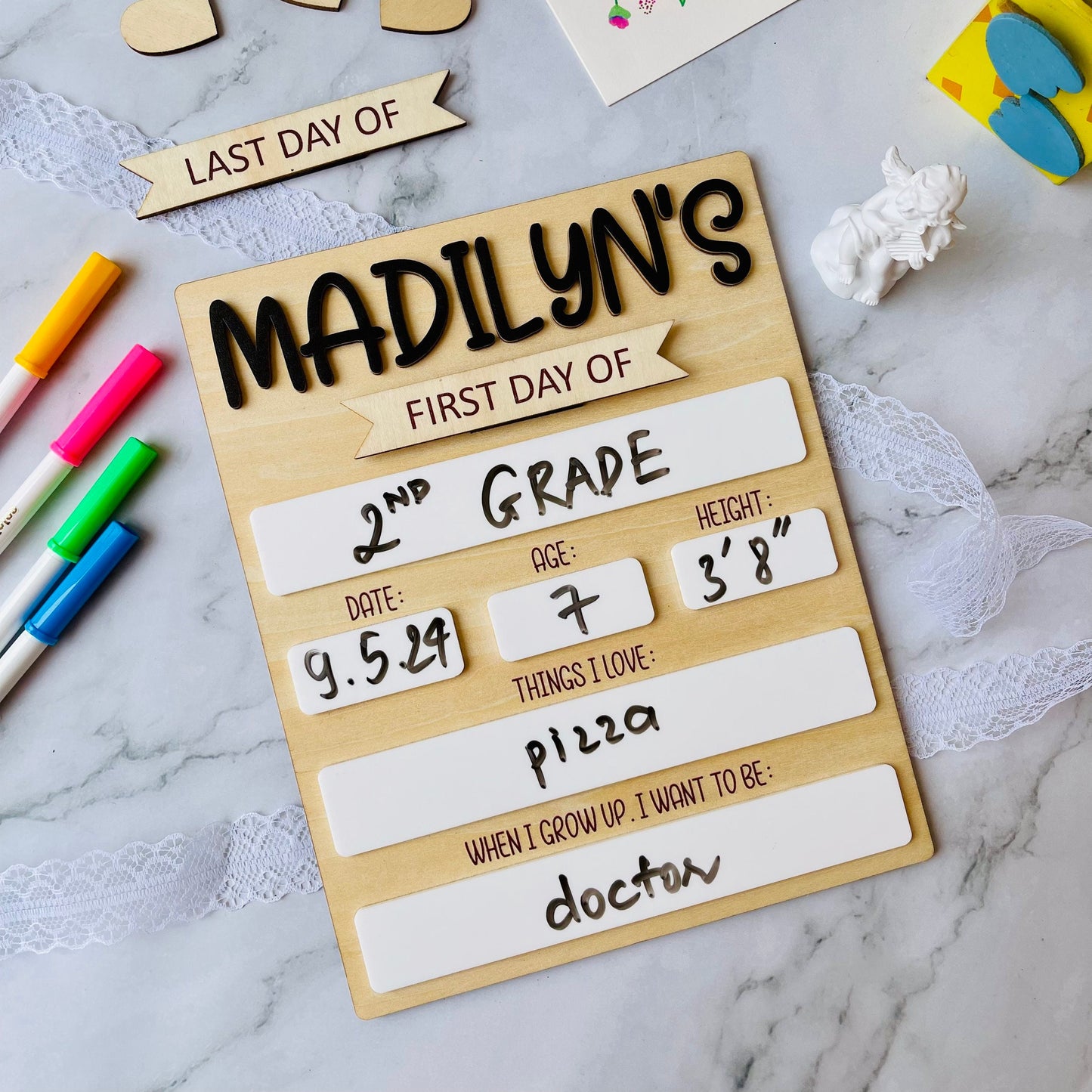 Personalized First Day of School Sign: Reusable Photo Prop