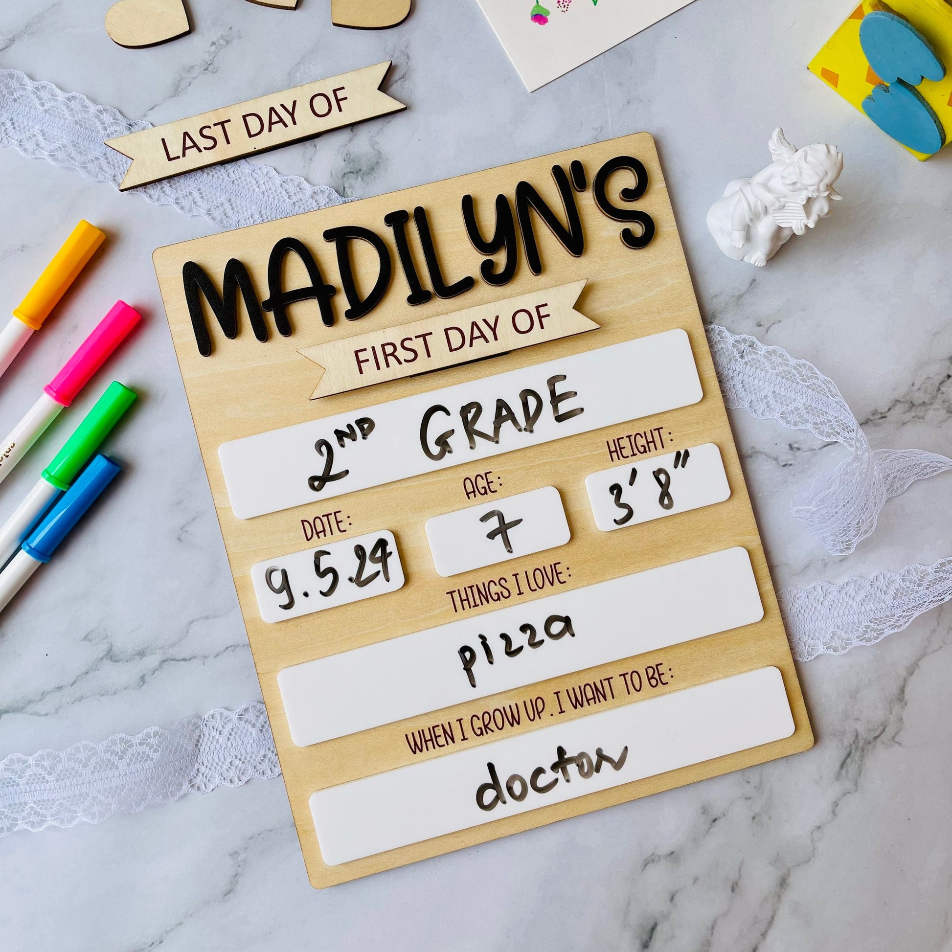 Personalized First Day of School Sign: Reusable Photo Prop