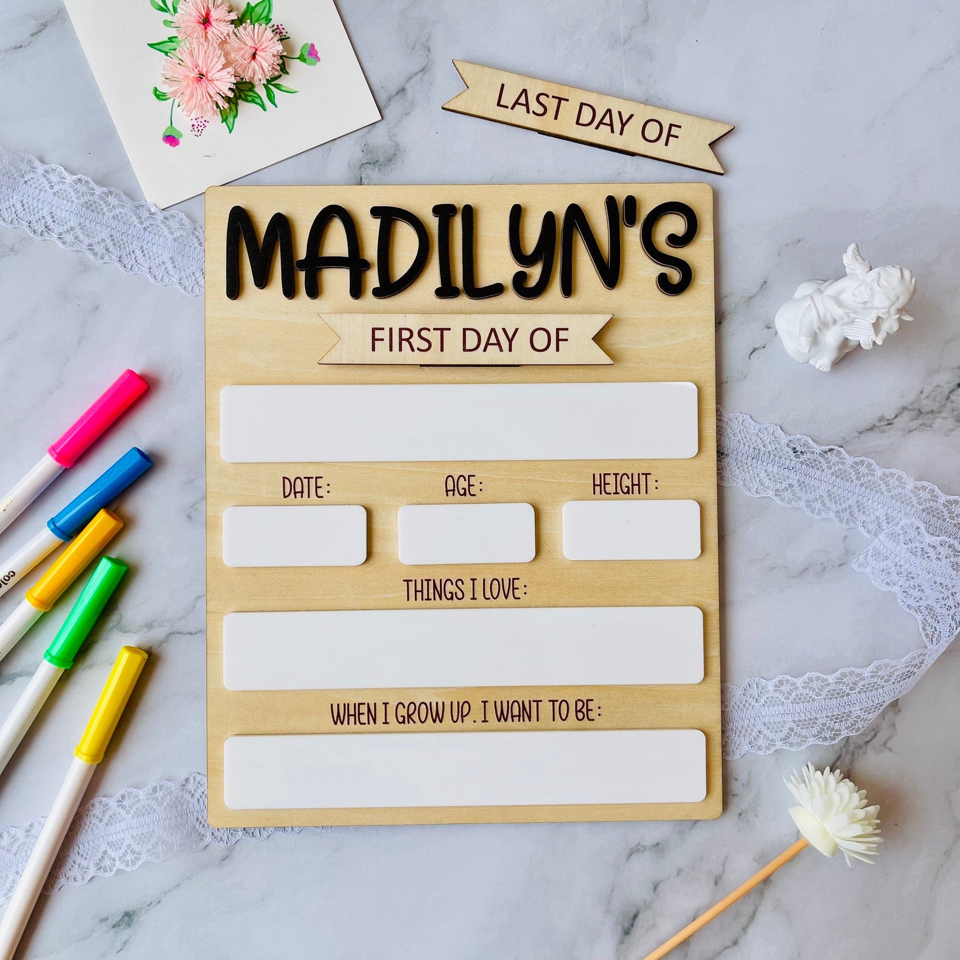Personalized First Day of School Sign: Reusable Photo Prop