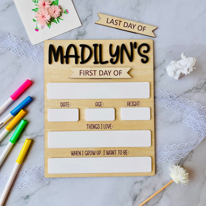 Personalized First Day of School Sign: Reusable Photo Prop