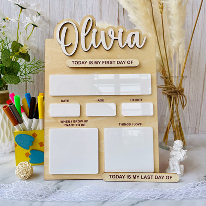 Personalized First Day of School Sign: Reusable Dry Erase Board