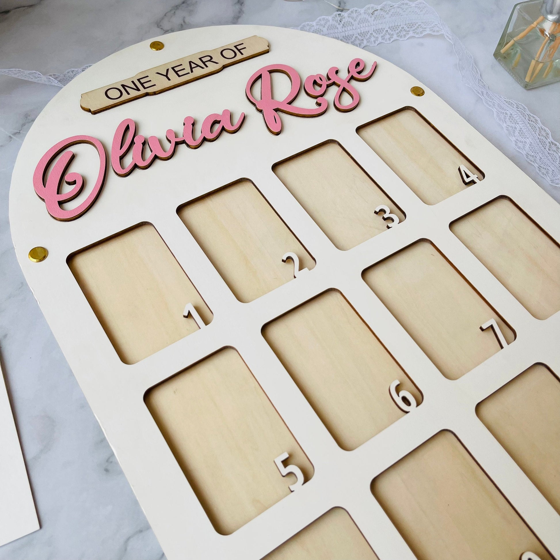 Personalized Baby's First Year Wooden Photo Frame Wall Art