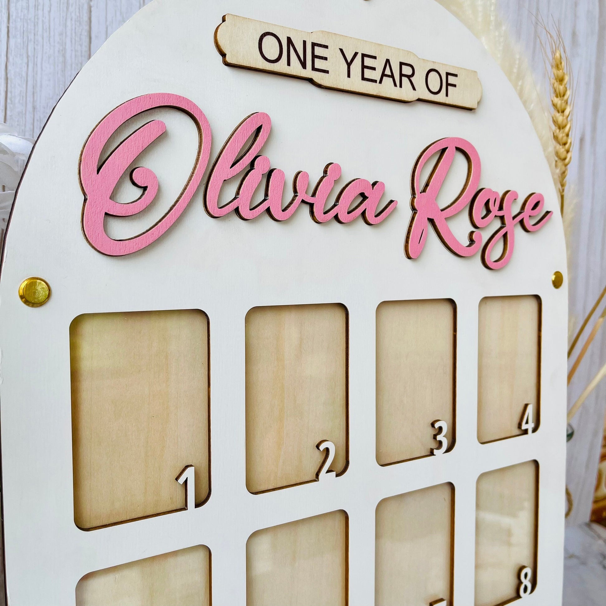 Personalized Baby's First Year Wooden Photo Frame Wall Art