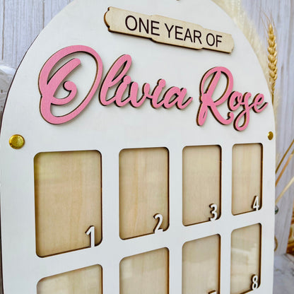 Personalized Baby's First Year Wooden Photo Frame Wall Art
