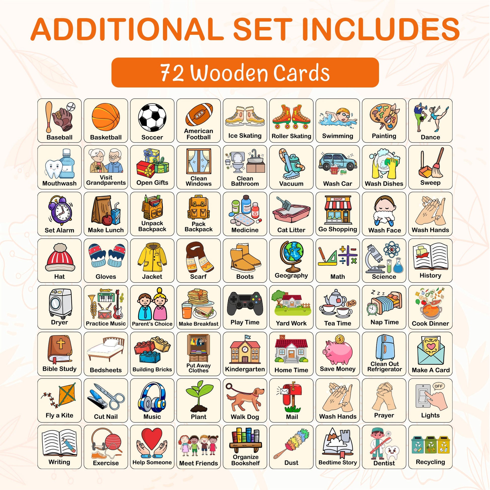 Kids Daily Routine Chart: Wooden Responsibility Board with Cards