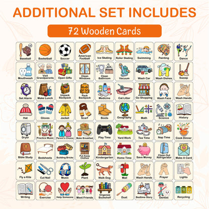 Kids Daily Routine Chart: Wooden Responsibility Board with Cards