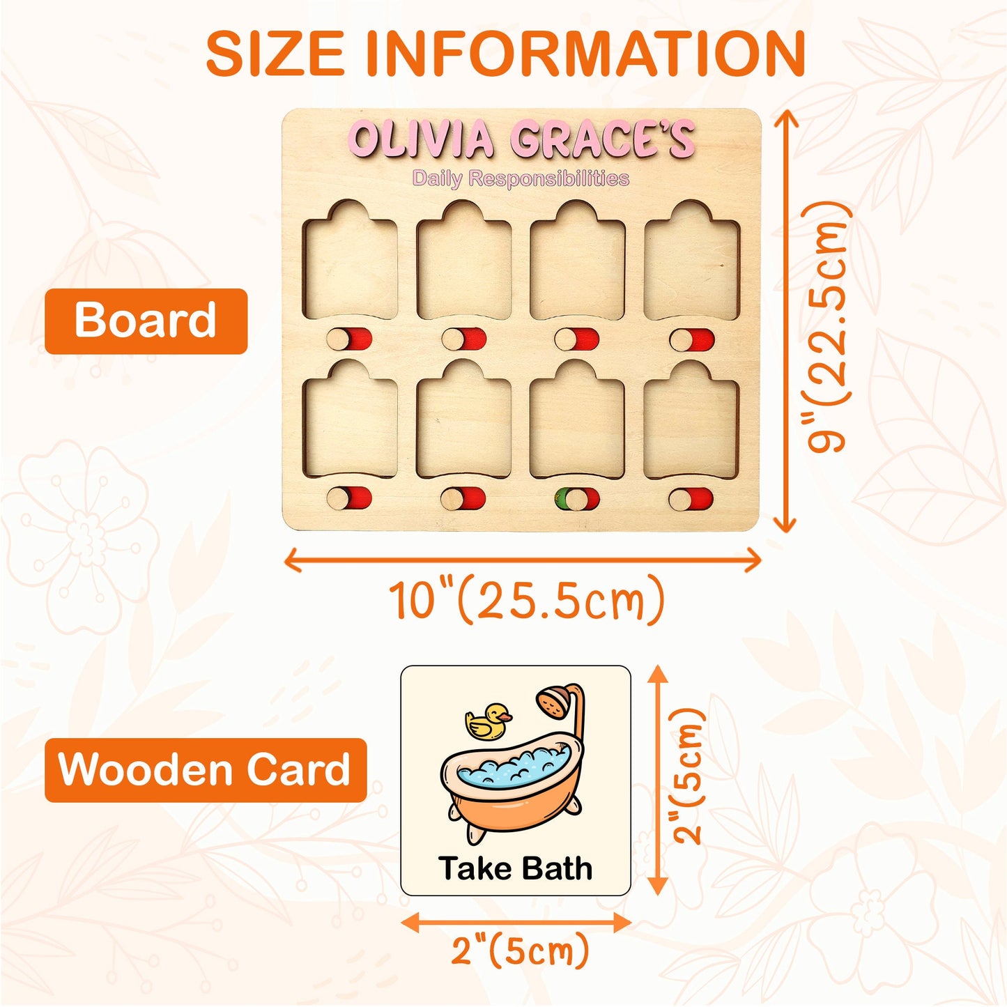 Kids Daily Routine Chart: Wooden Responsibility Board with Cards