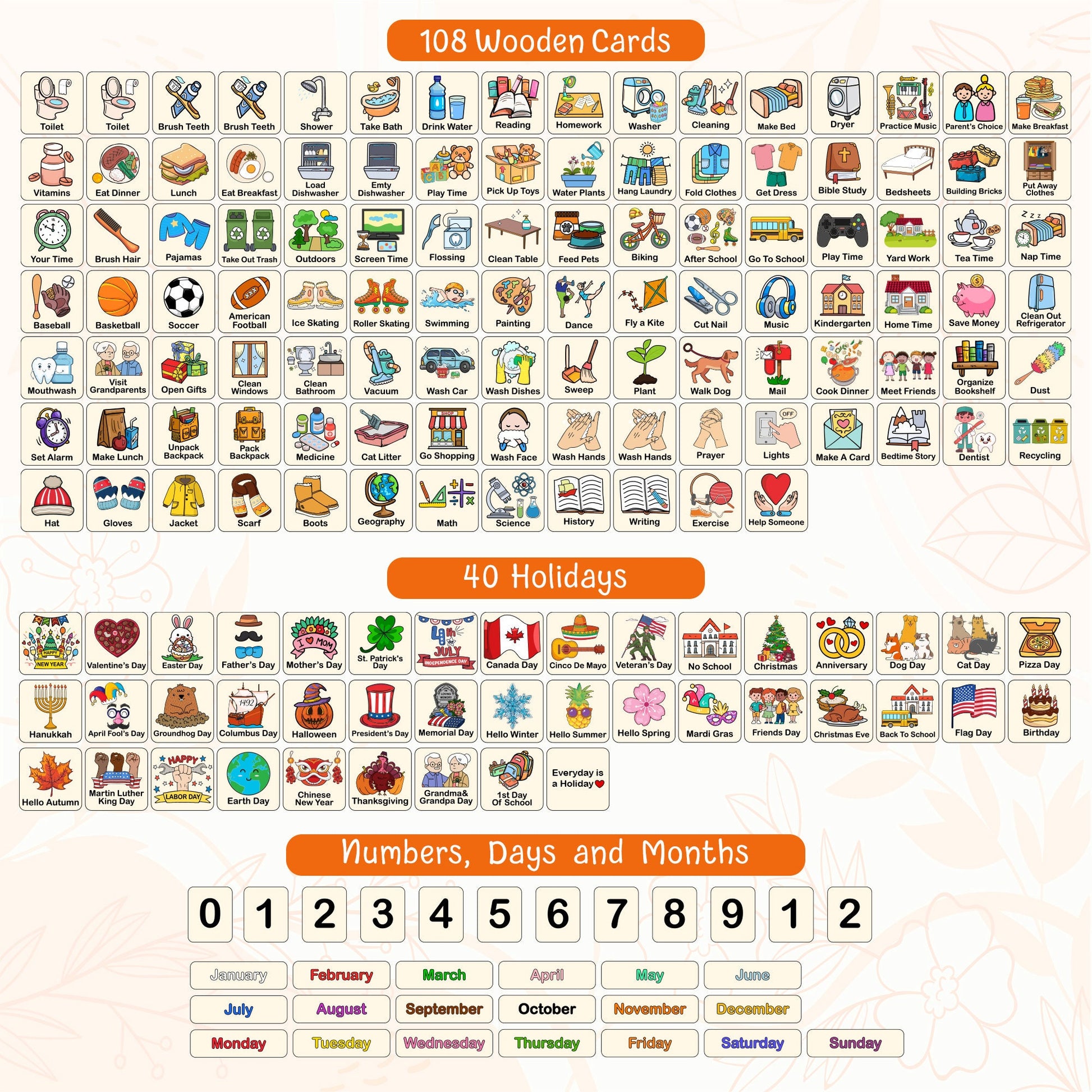 Montessori Kids Chore Chart: Daily Visual Schedule, Homeschool Planner