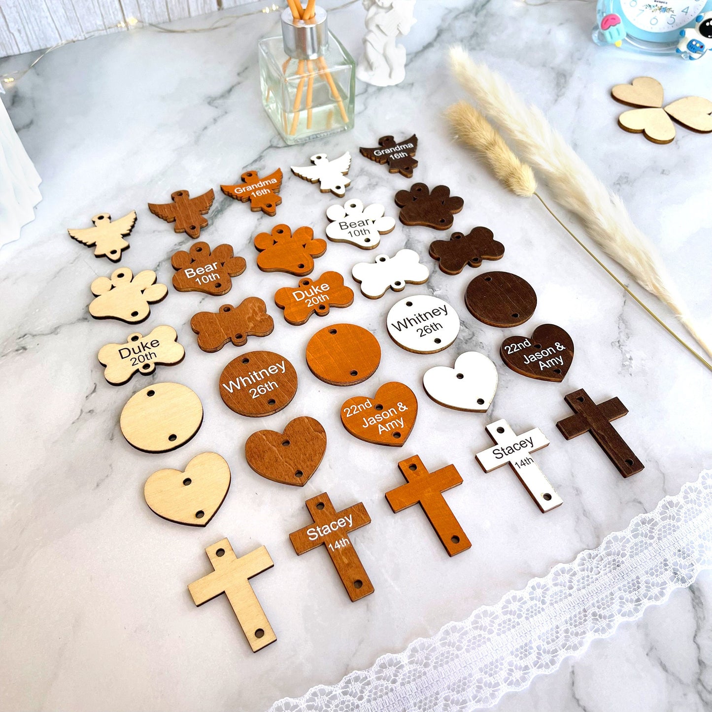 Personalized Birch Plywood Birthday Calendar Tags: Family Celebration Discs