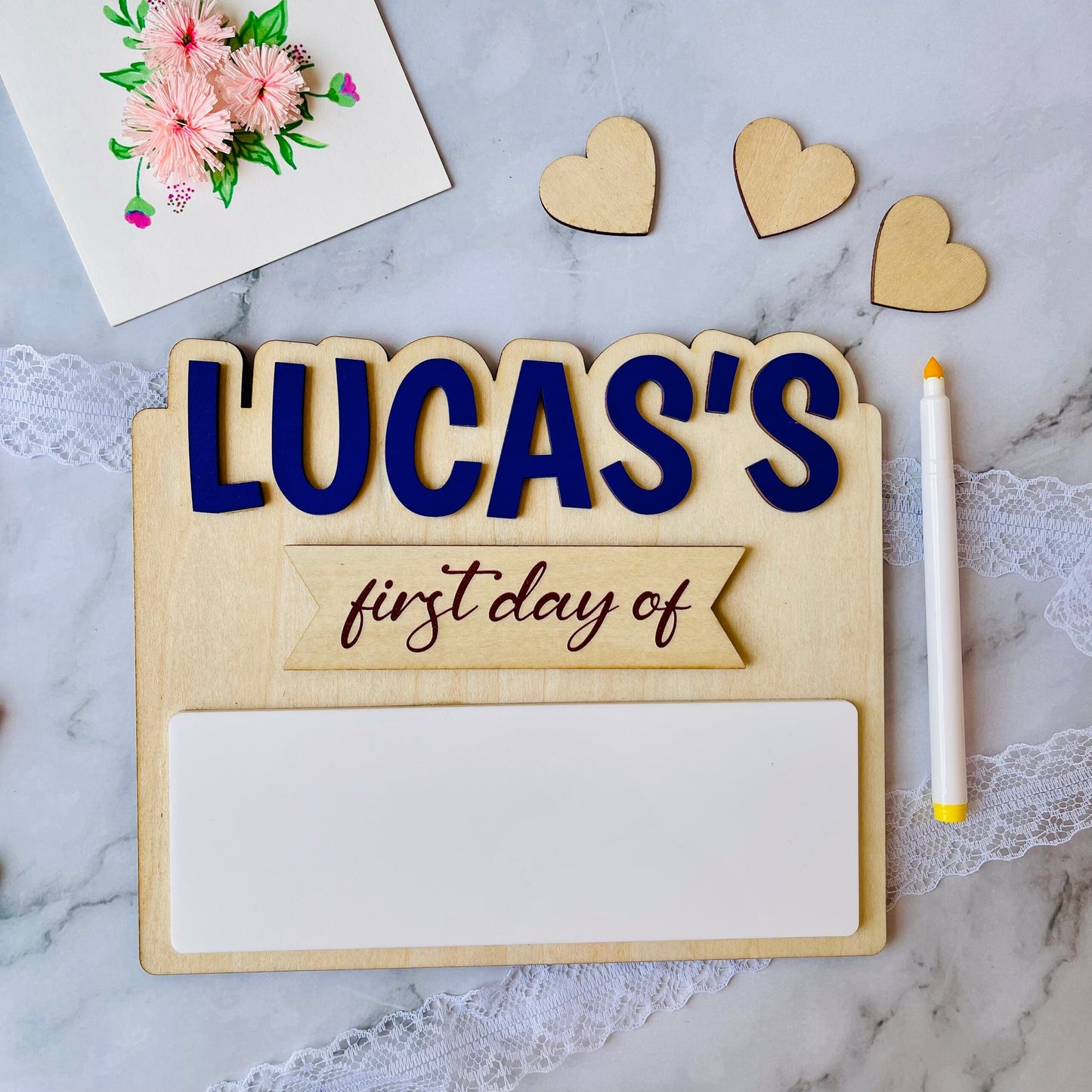 Personalized First Day of School Sign: Reusable Wood School Photo Prop