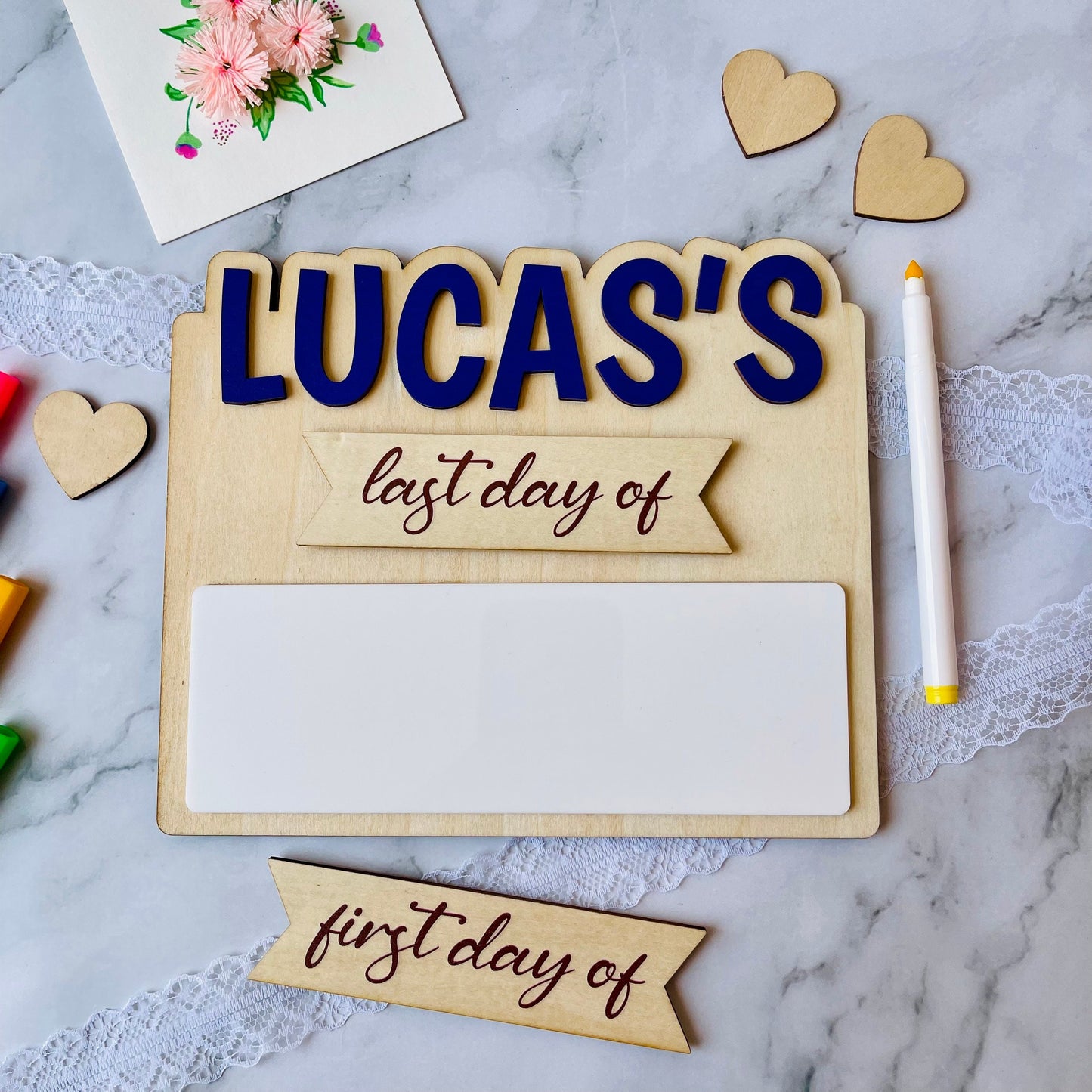 Personalized First Day of School Sign: Reusable Wood School Photo Prop