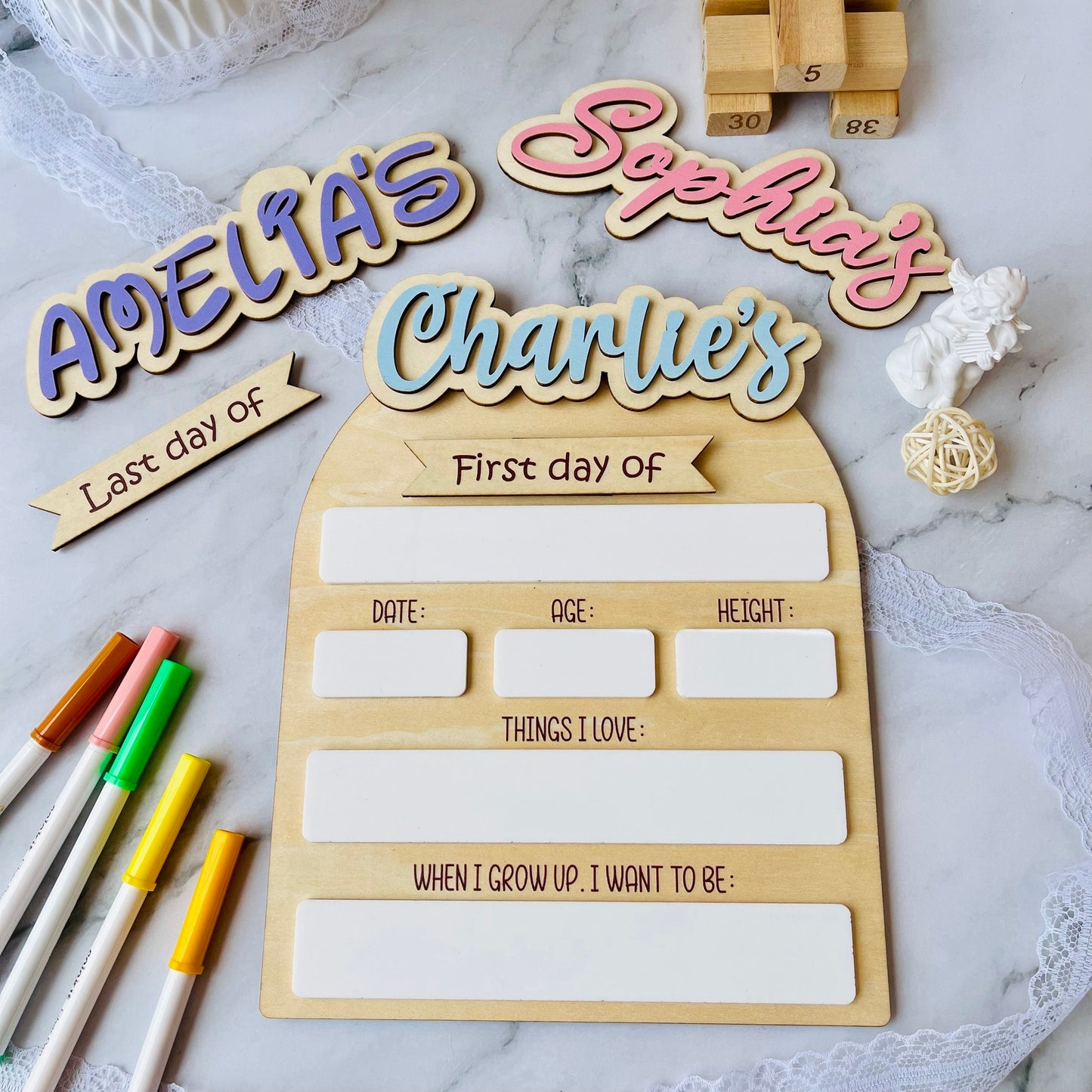 Personalized First Day of School Board: Reusable Dry Erase Sign