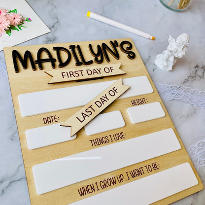 Personalized First Day of School Sign: Reusable Photo Prop