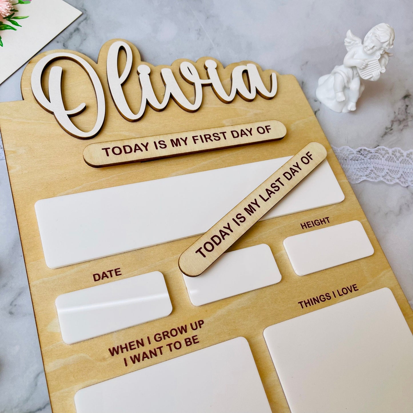 Personalized First Day of School Sign: Reusable Dry Erase Board