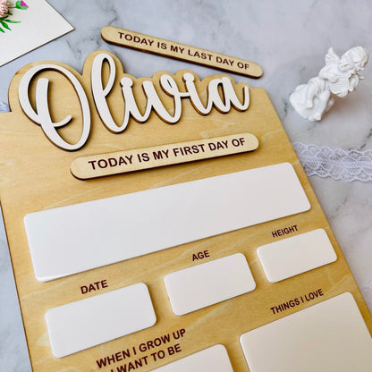 Personalized First Day of School Sign: Reusable Dry Erase Board