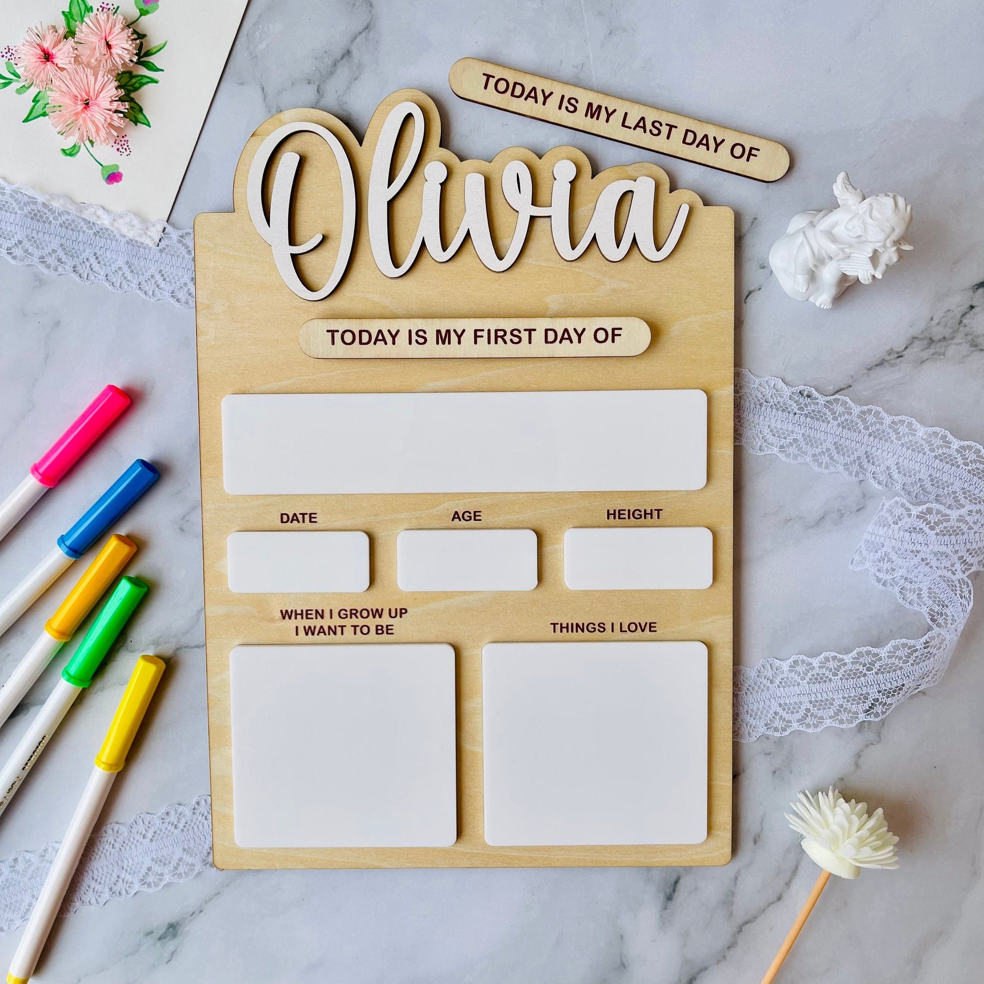 Personalized First Day of School Sign: Reusable Dry Erase Board