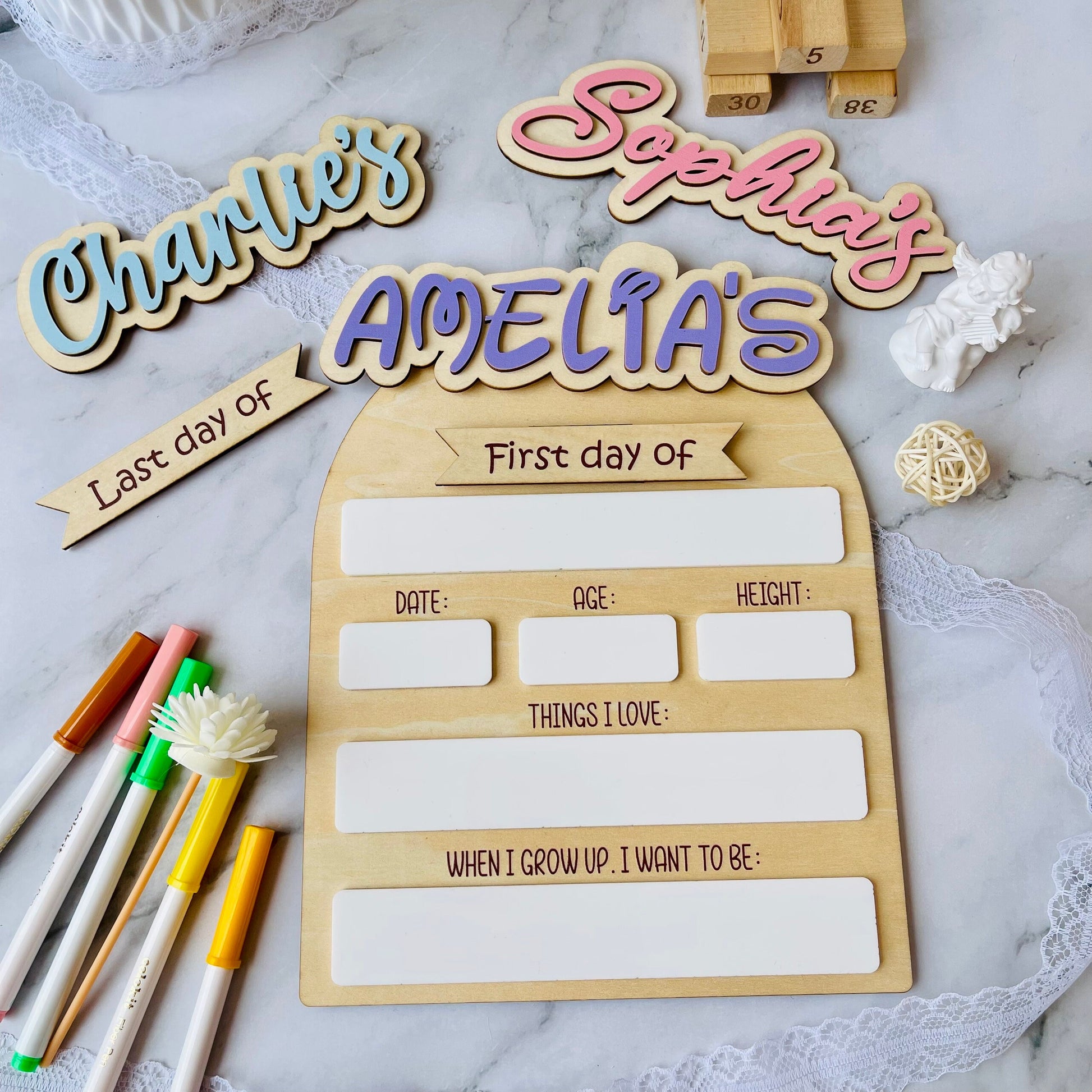 Personalized First Day of School Board: Reusable Dry Erase Sign