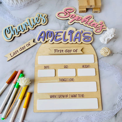 Personalized First Day of School Board: Reusable Dry Erase Sign