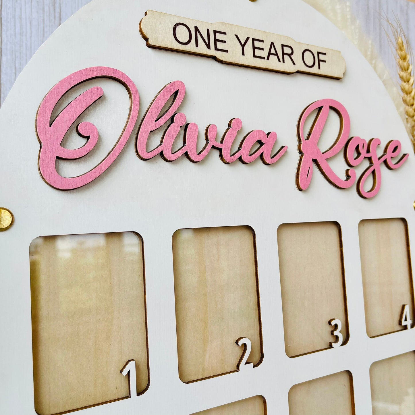 Personalized Baby's First Year Wooden Photo Frame Wall Art