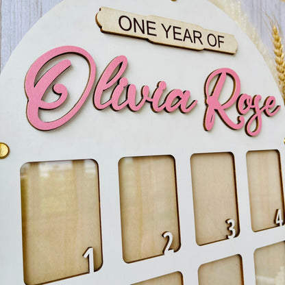 Personalized Baby's First Year Wooden Photo Frame Wall Art