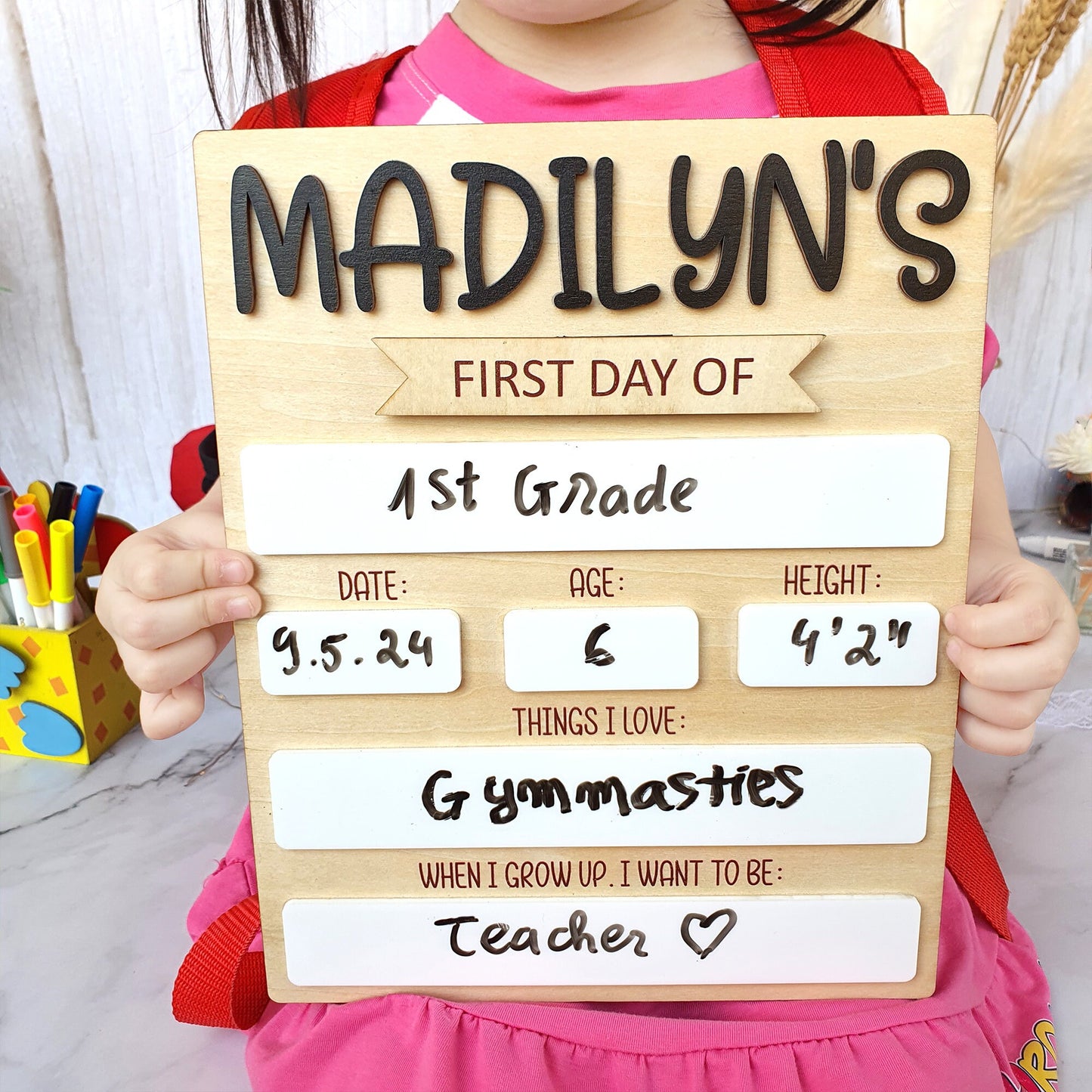 Personalized First Day of School Sign: Reusable Photo Prop