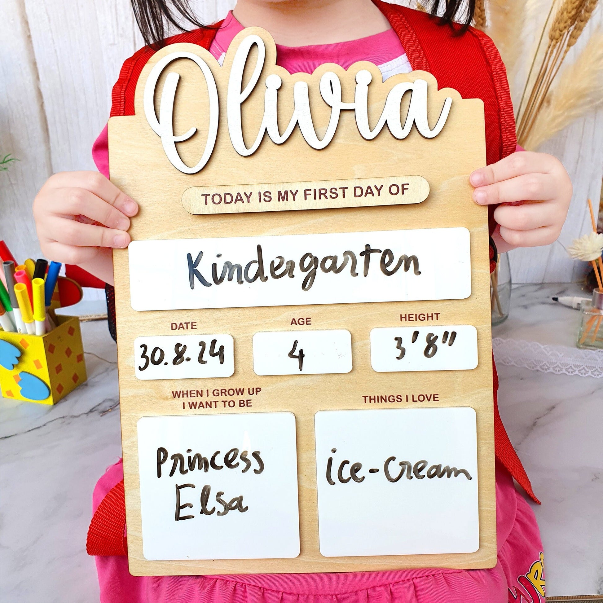 Personalized First Day of School Sign: Reusable Dry Erase Board