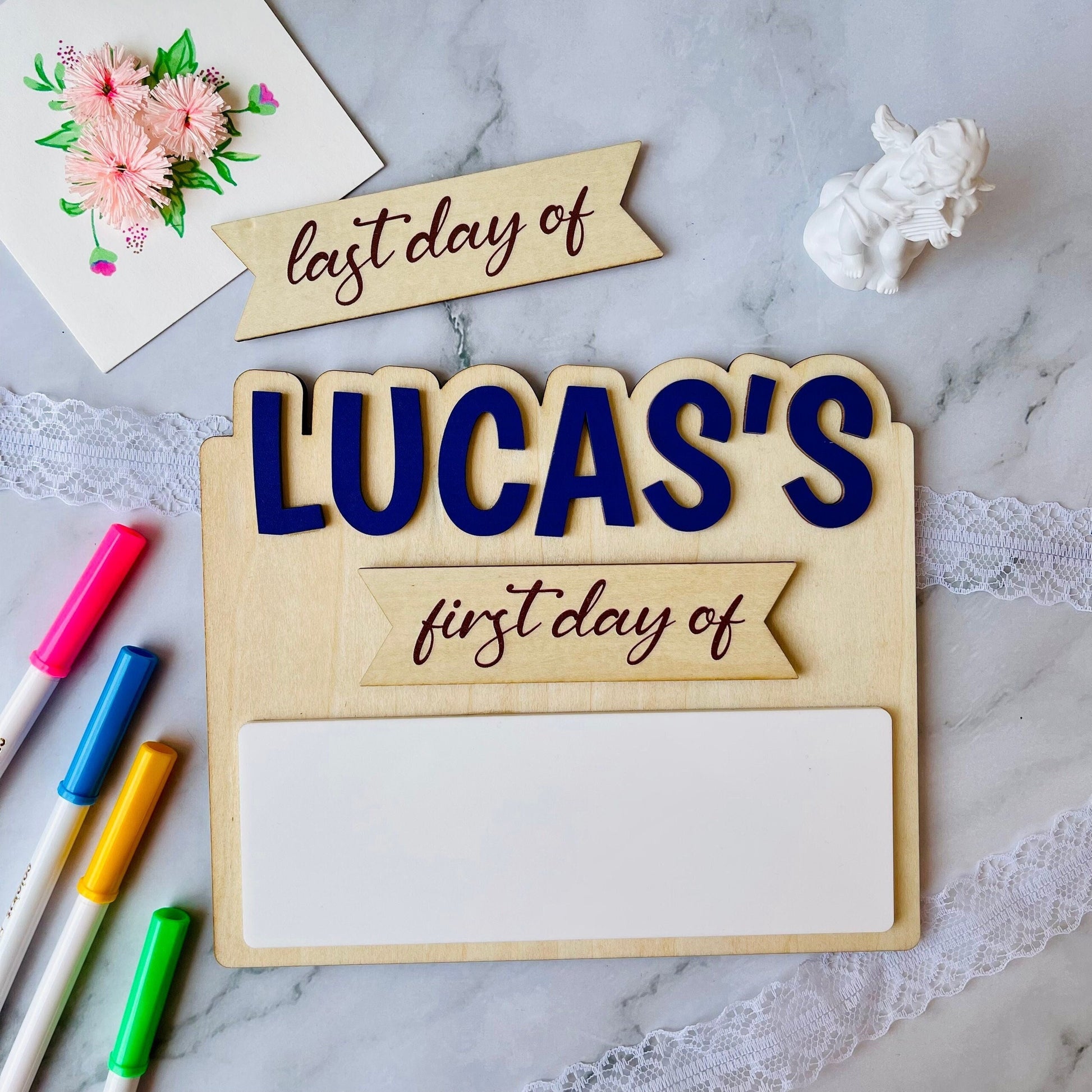 Personalized First Day of School Sign: Reusable Wood School Photo Prop