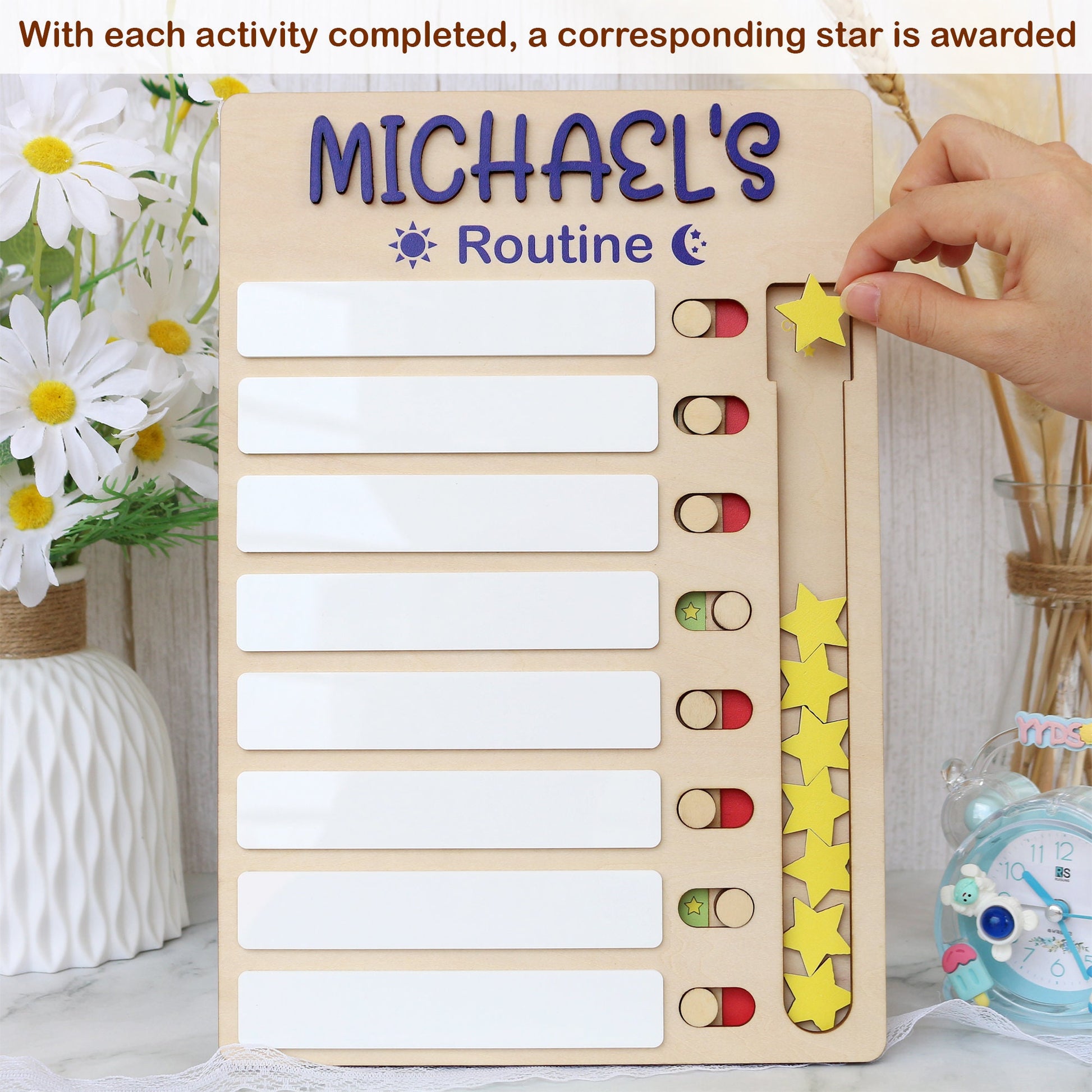 Personalized Kids Chore Chart: Sliding Checklist with Reward Stars