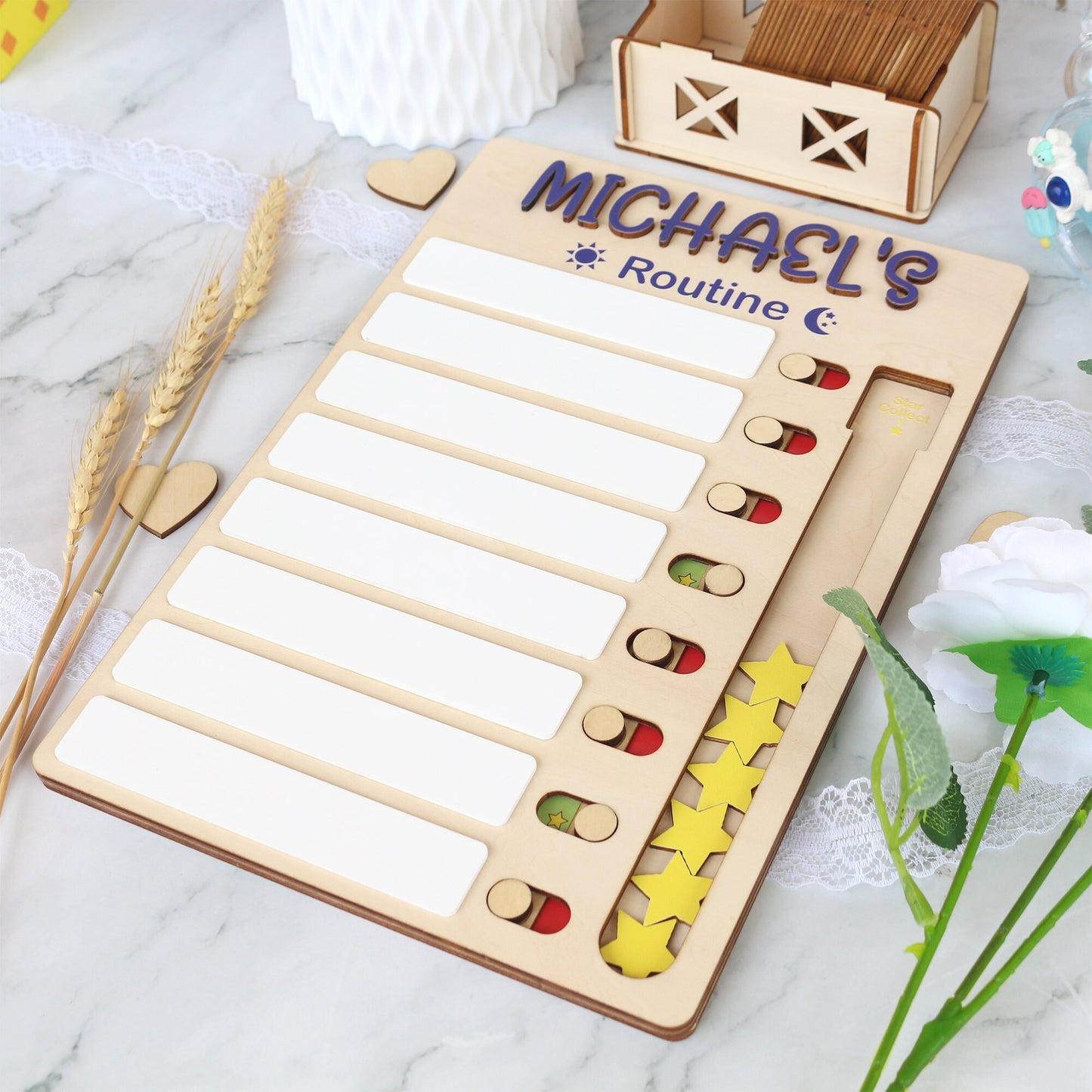 Personalized Kids Chore Chart: Sliding Checklist with Reward Stars