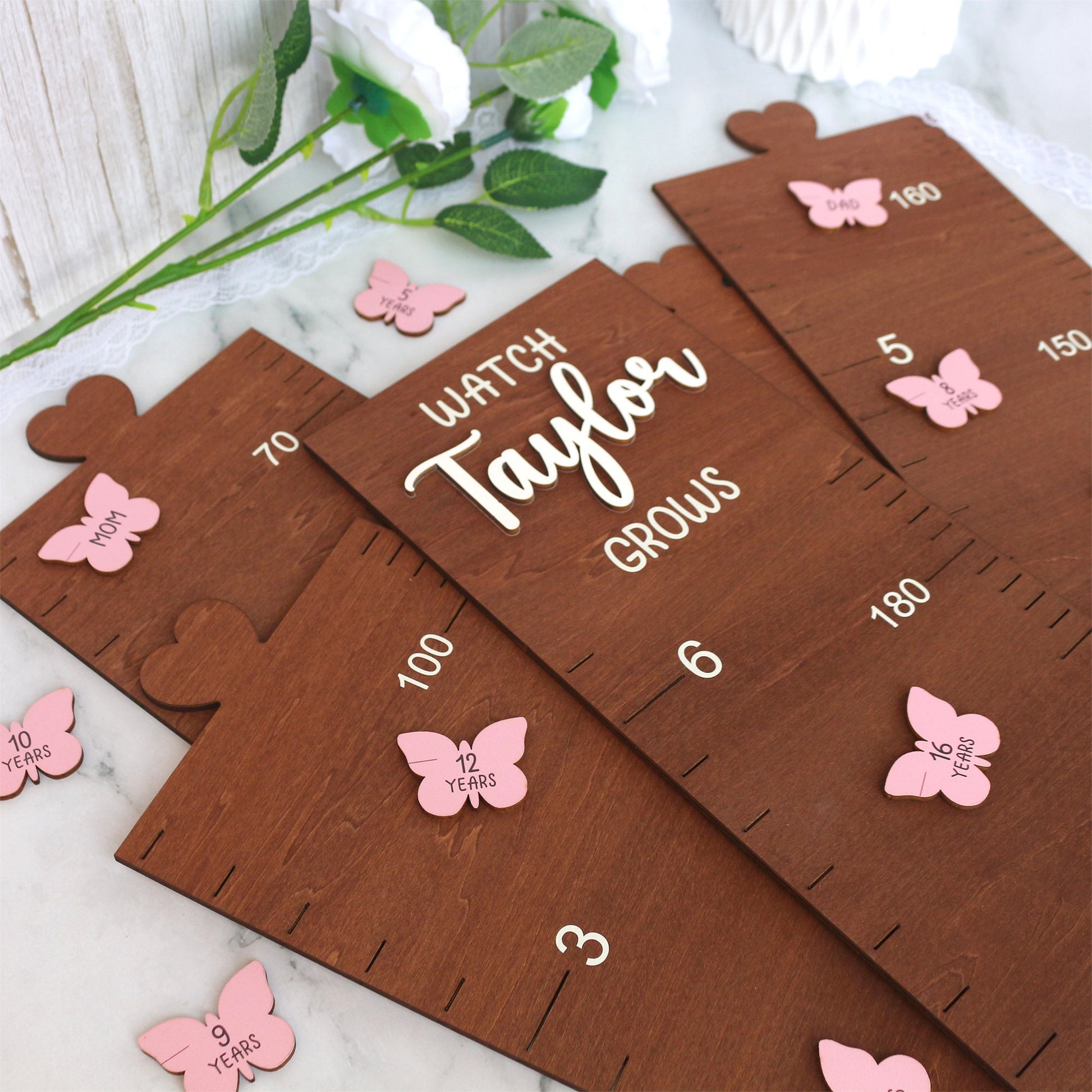 Personalized Wooden Growth Chart Markers: Milestone Keepsake