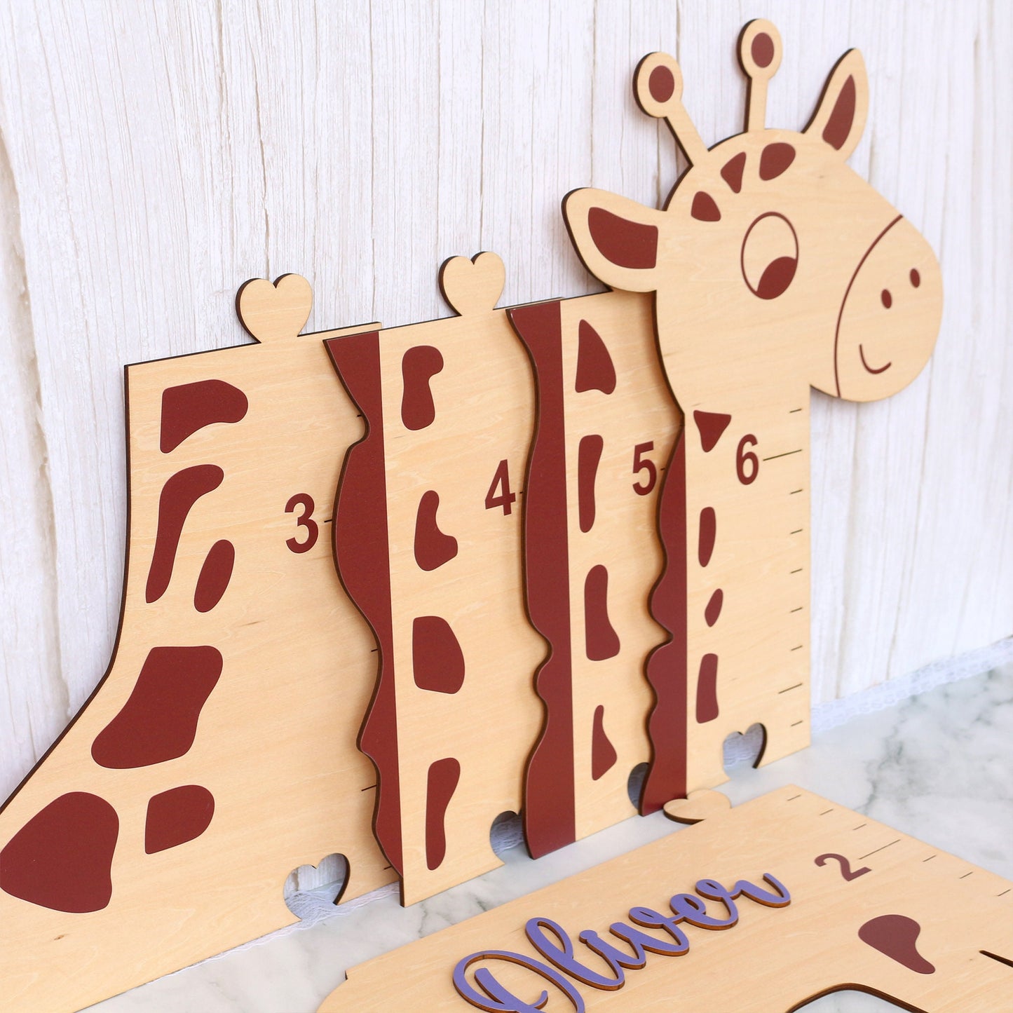 Personalized Giraffe Growth Chart: Wooden Height Ruler, Nursery Decor