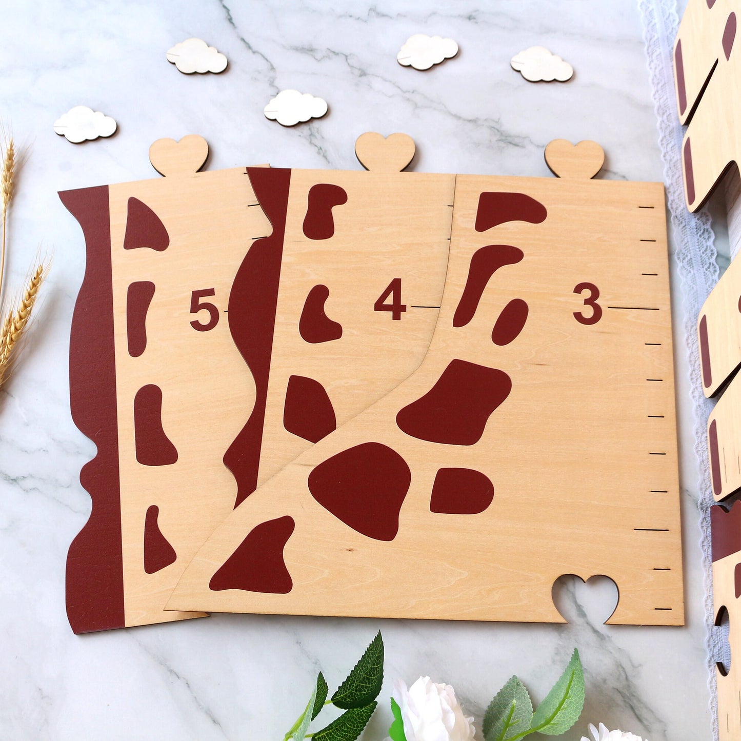 Personalized Giraffe Growth Chart: Wooden Height Ruler, Nursery Decor