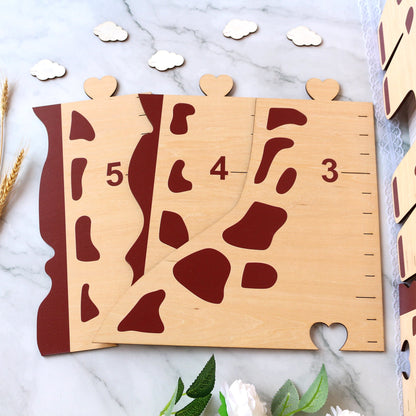 Personalized Giraffe Growth Chart: Wooden Height Ruler, Nursery Decor