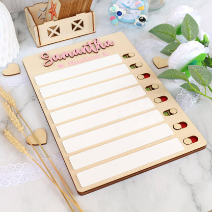 Personalized Kids Chore Chart: Sliding Daily Routine Checklist
