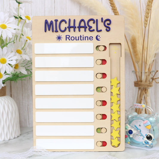 Personalized Kids Chore Chart: Sliding Checklist with Reward Stars