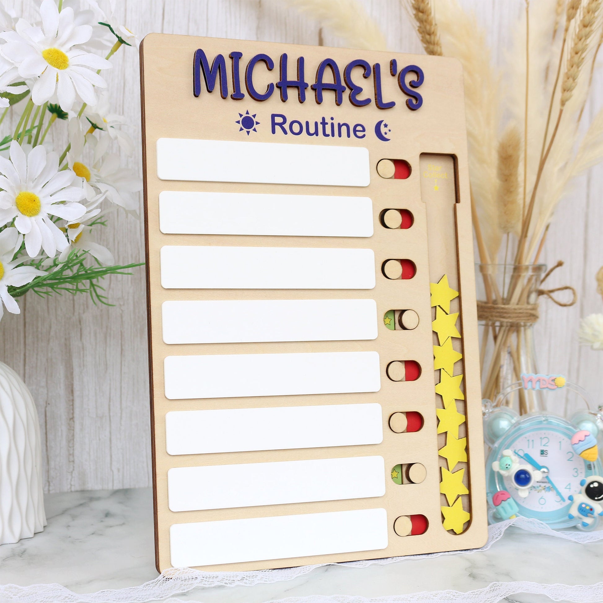 Personalized Kids Chore Chart: Sliding Checklist with Reward Stars