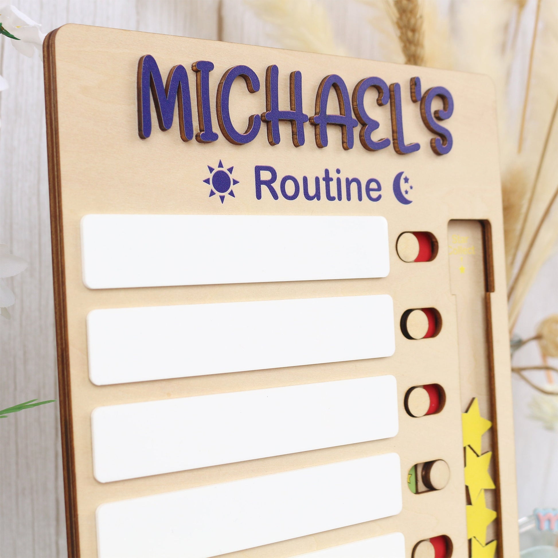 Personalized Kids Chore Chart: Sliding Checklist with Reward Stars