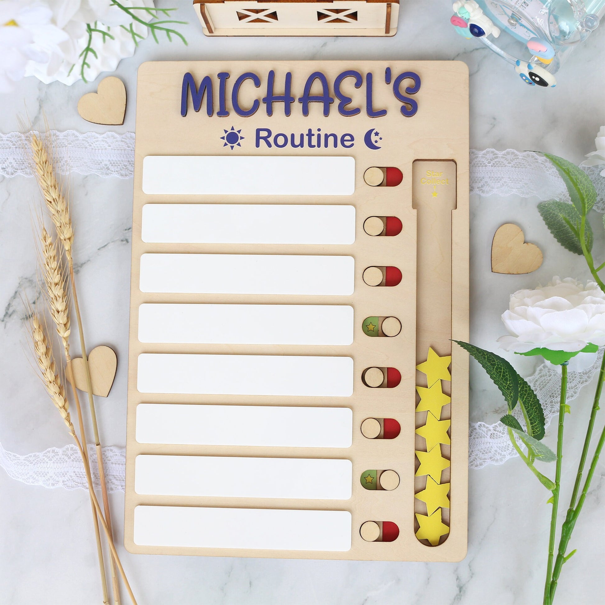 Personalized Kids Chore Chart: Sliding Checklist with Reward Stars