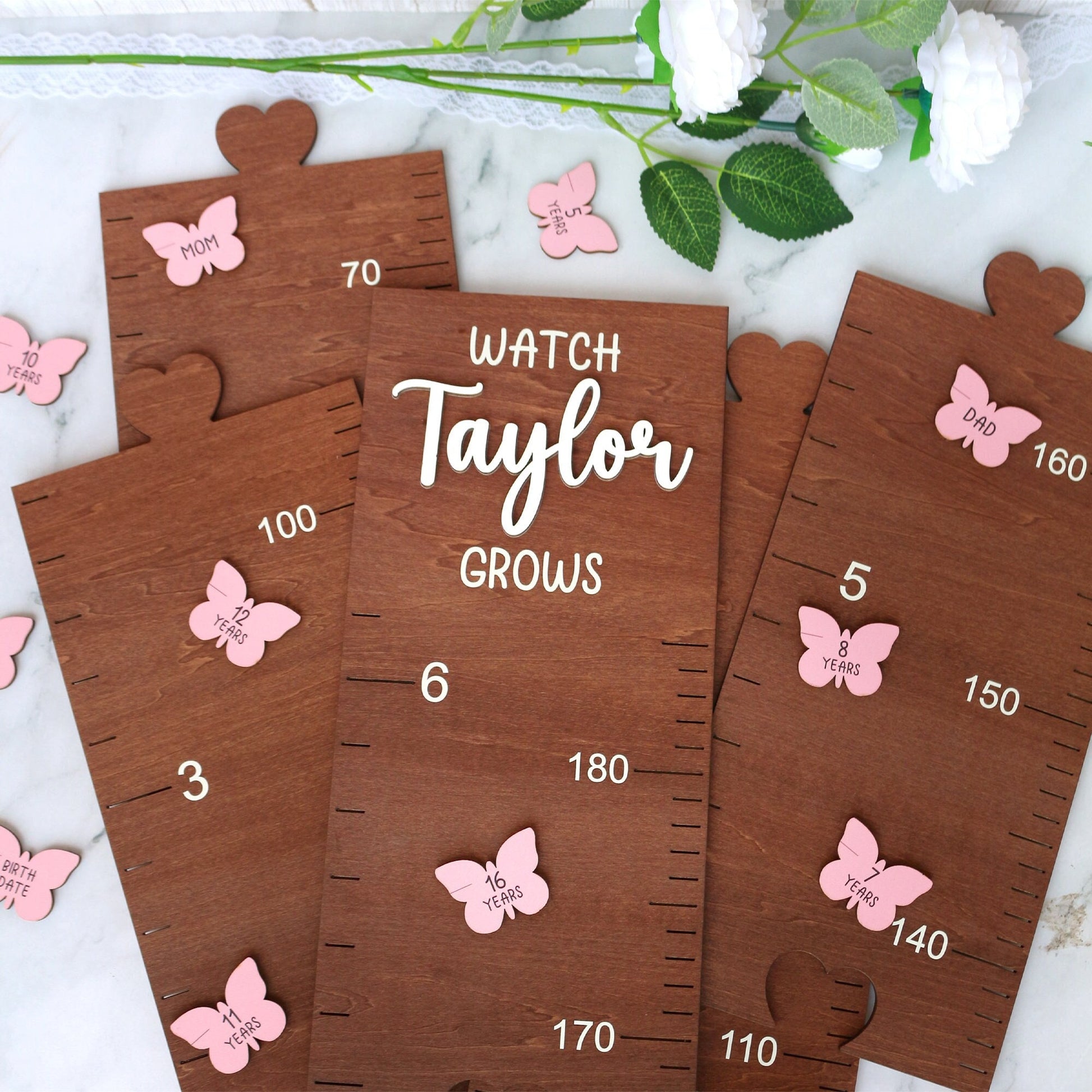 Personalized Wooden Growth Chart Markers: Milestone Keepsake