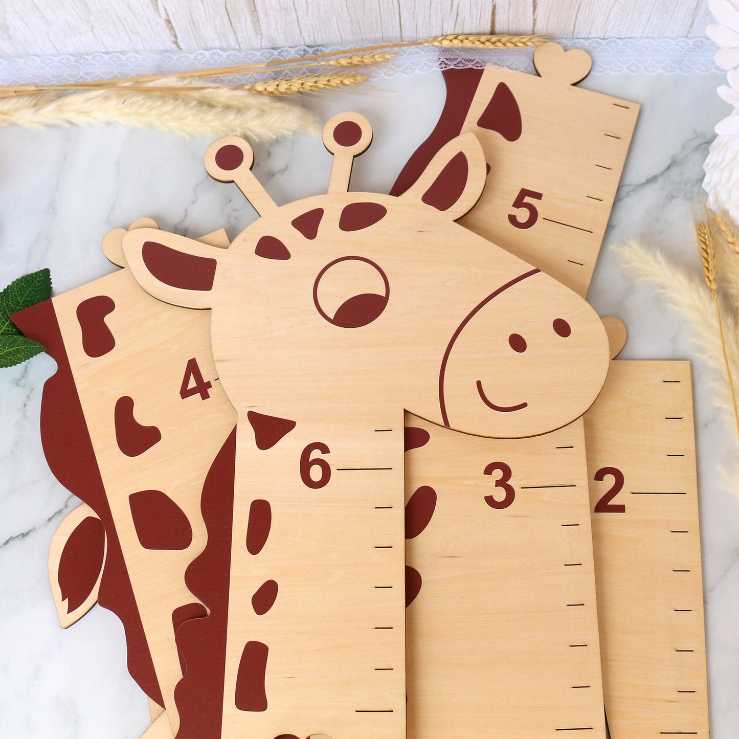 Personalized Giraffe Growth Chart: Wooden Height Ruler, Nursery Decor