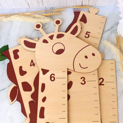 Personalized Giraffe Growth Chart: Wooden Height Ruler, Nursery Decor