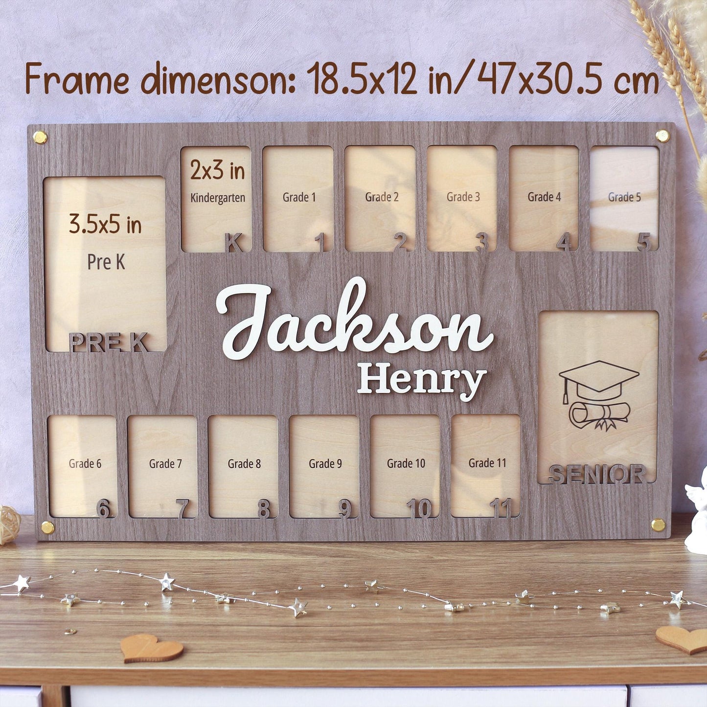 Personalized School Years Photo Frame: Pre-K to Senior Picture Keepsake