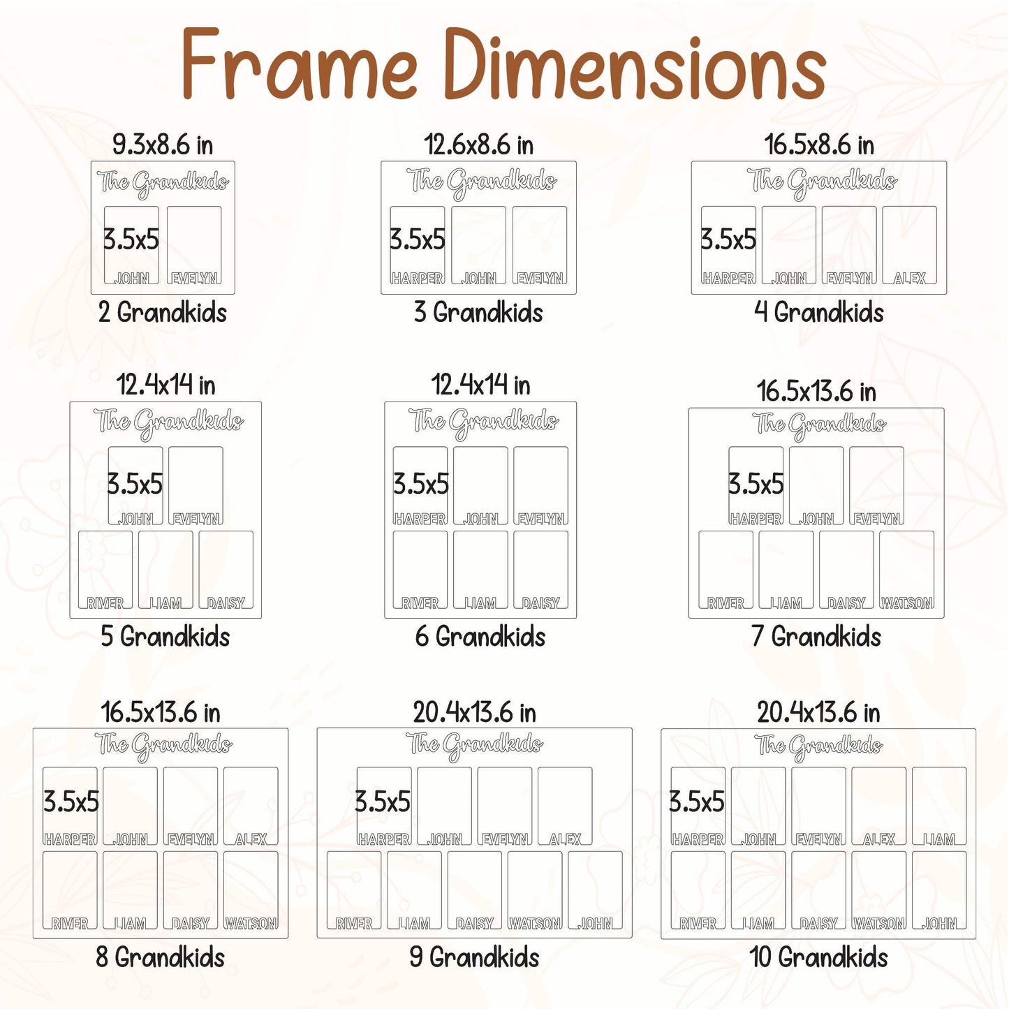 Personalized Grandchildren Picture Frame: Baltic Birch Wood Grandparent Gift