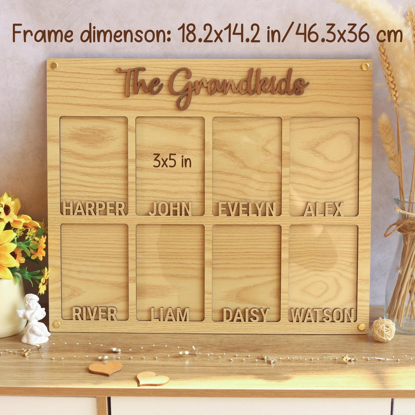 Personalized Grandchildren Picture Frame: Baltic Birch Wood Grandparent Gift
